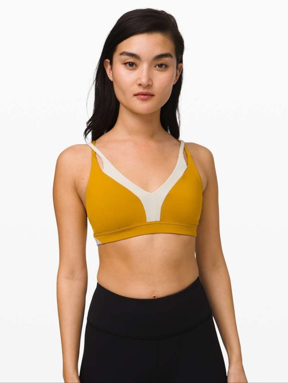 Lululemon New Ambition Fools Gold Light Ivory Bra Sporty Athletic Gym - Size 2